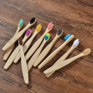 New design mixed color bamboo toothbrush Eco Friendly wooden Tooth Brush Soft bristle Tip Charcoal adults oral care toothbrush